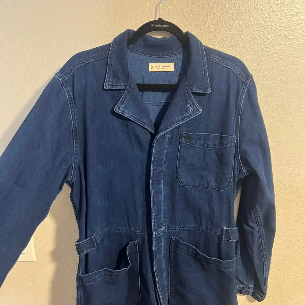 Lucky Brand Dark Blue Denim Short Jumpsuit - Picture 2 of 8